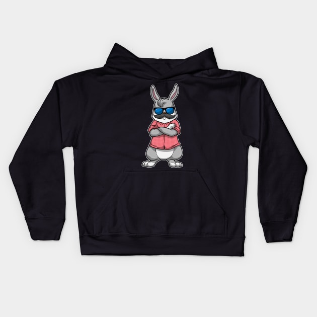 Rabbit with Mustache & Sunglasses Kids Hoodie by Markus Schnabel